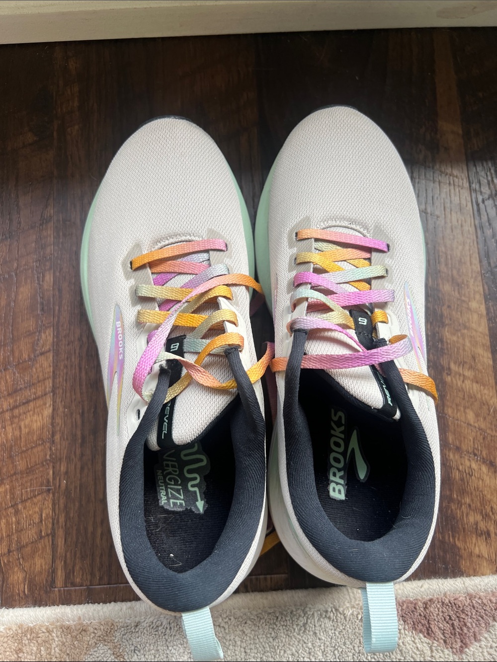 Brooks Neutral Running Shoes with Pastel Rainbow Laces